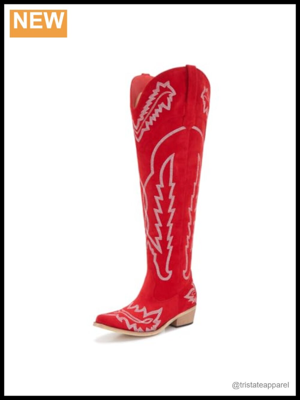 Over the Knee Western Cowboy Boots Wide Calf Plus Size Side Zipper Low Heel